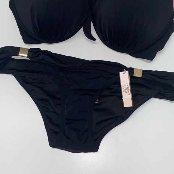 🔥Victoria Secret Swimsuit bikini set black 38C/Small New - Picture 10 of 13